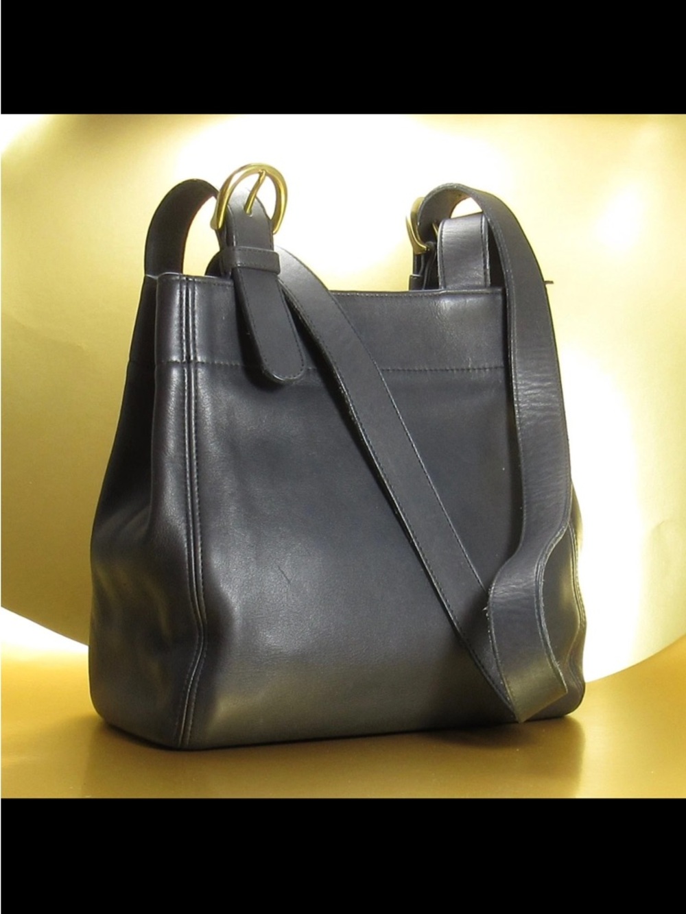 Coach Black Leather Double-Strap Shoulder Bag - Picture 10 of 16